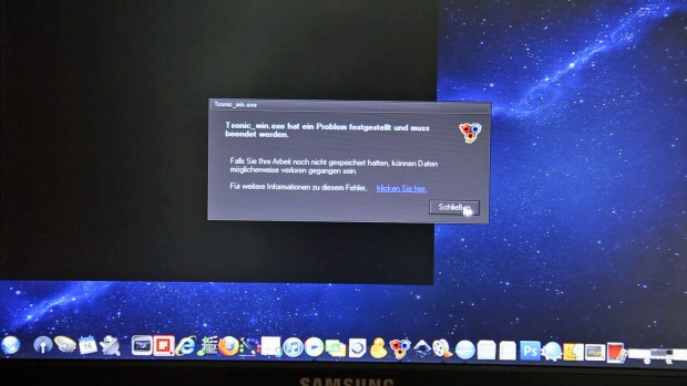 Das Spiel Sonic Heros aus dem Jahre 2004 lief unter UniOS gut, die Fehlermeldung erschien beim Beenden des Programms.